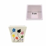 Vaso cerâmico quadrado 'motivos florais'